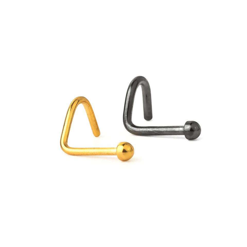 Nariz stud elegante com meia bola em cores diferentes