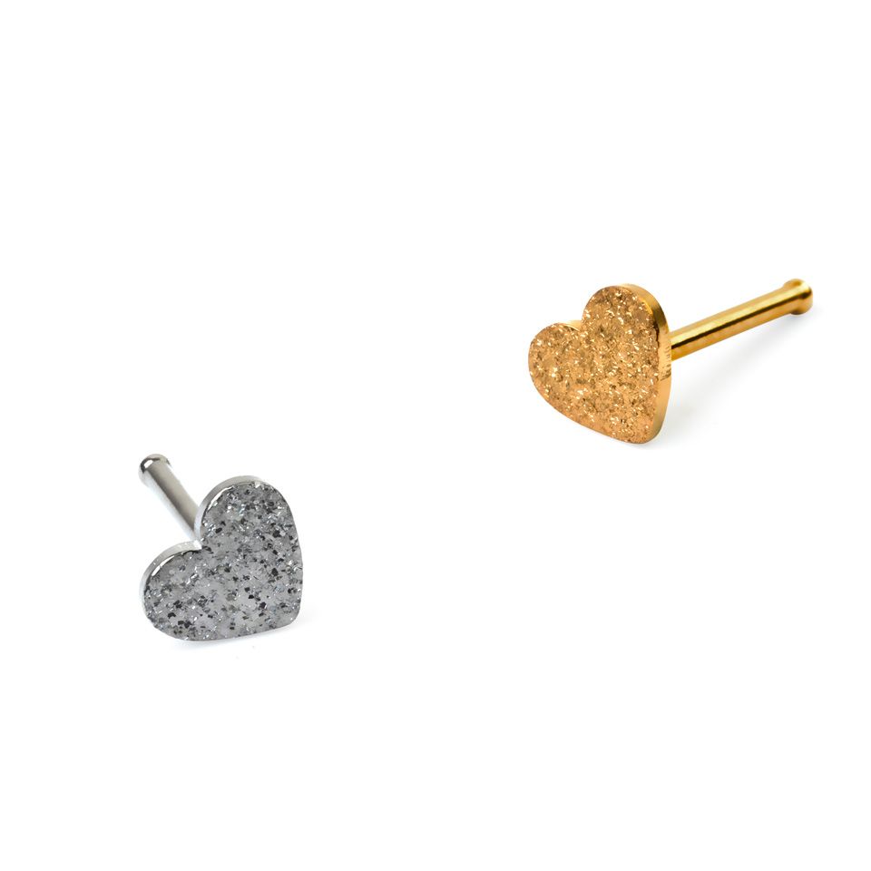 Stud para nariz com coração brilhante