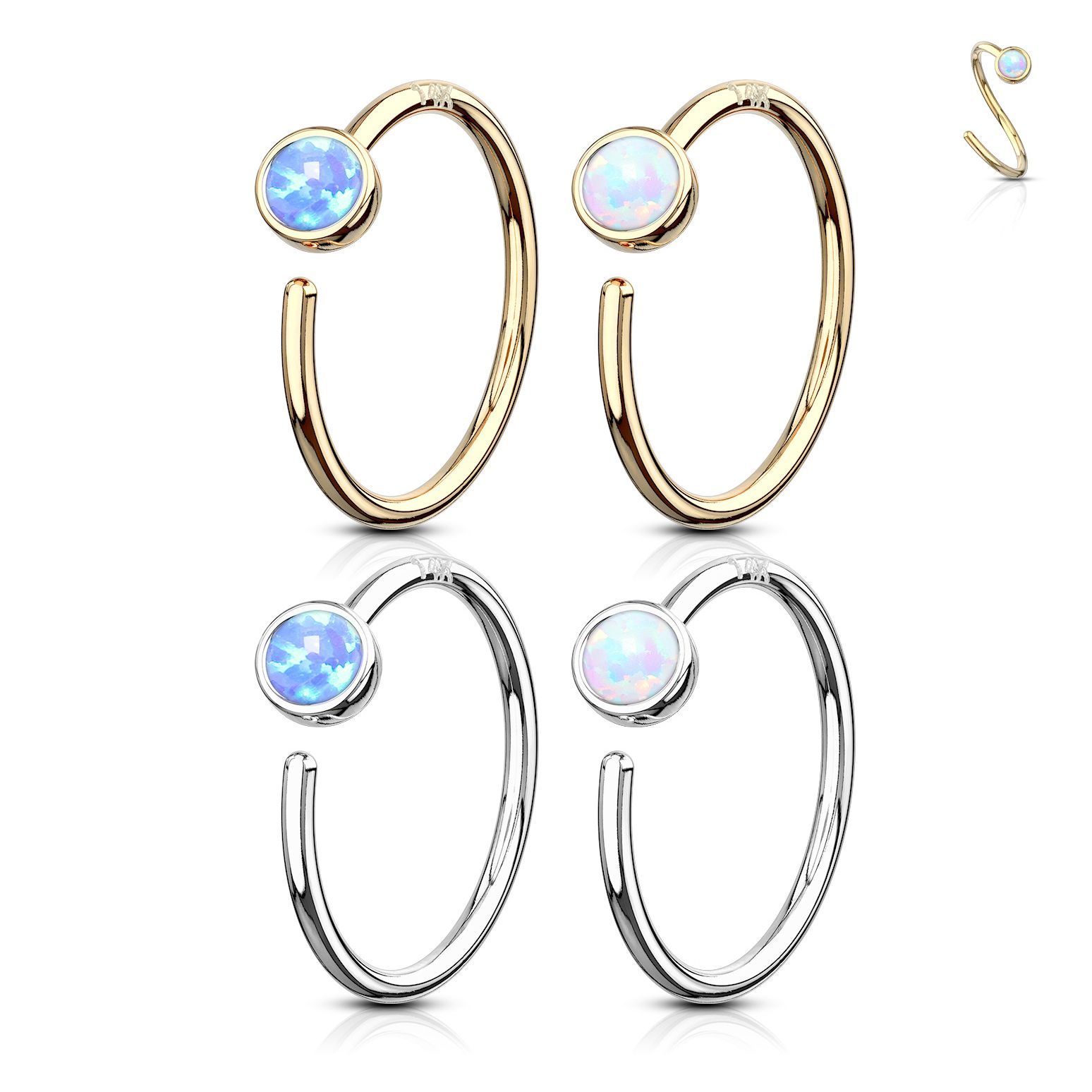 Argola contínua em ouro 14k com opala