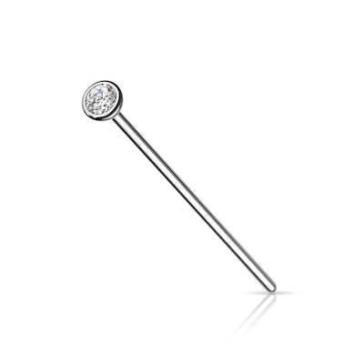  Nariz piercing de cauda de peixe em titânio com pedra de borda