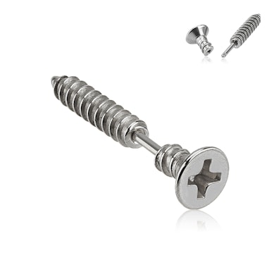 Orelha piercing em formato de parafuso
