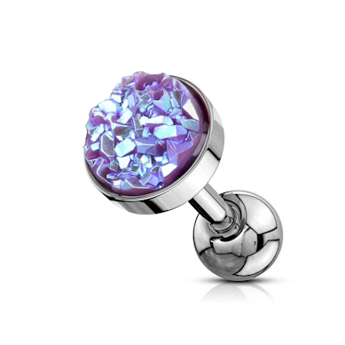 Orelha piercing com pedra drusa