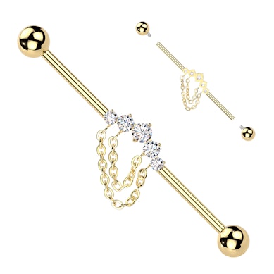 Barbell industrial em titânio com pedras e correntes