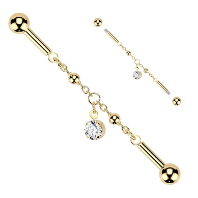 Barbell industrial com corrente e pedras pendentes