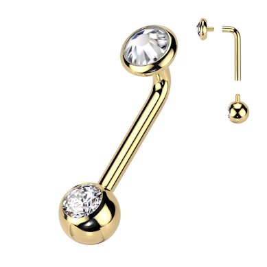 Barbell em titânio com pedras para piercing Christina