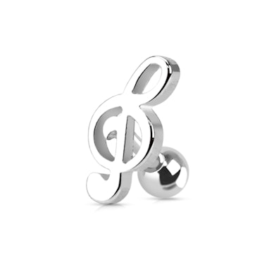 Joia para o tragus com clave de sol