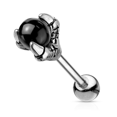 Orelha barbell com garra de dragão e bola preta