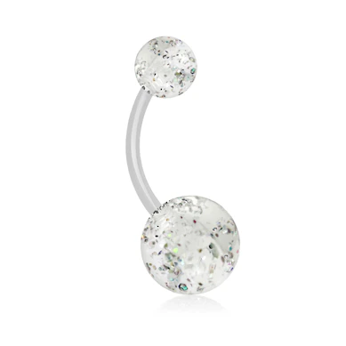 Umbigo piercing de acrílico com bolas brilhantes