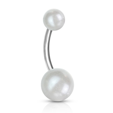Umbigo piercing com bolas pérola