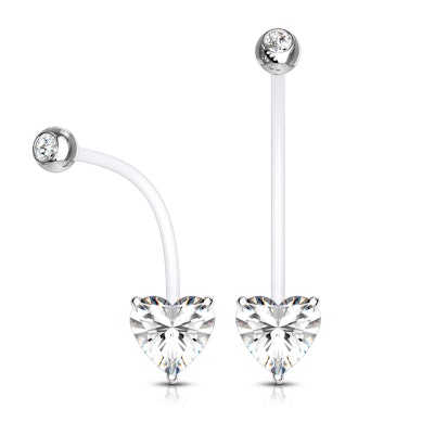 Umbigo piercing de grávida em PTFE com coração de pedra