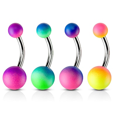 Umbigo piercing com bolas cobertas de goma