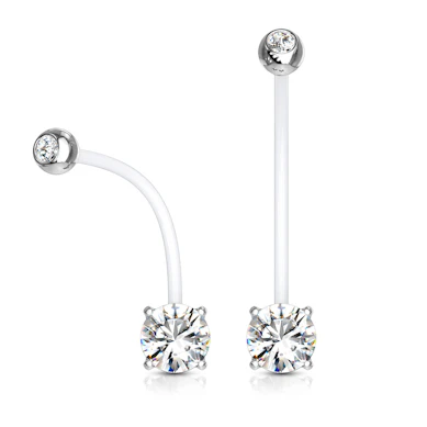 Umbigo piercing para gravidez com pedras coloridas