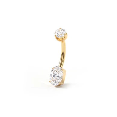 Joia para o umbigo em titânio banhada a ouro 14k