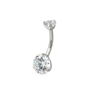 Umbigo piercing titânio com rosca interna e pedras