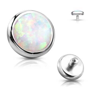 Micro dermal joia plana com uma pedra opala