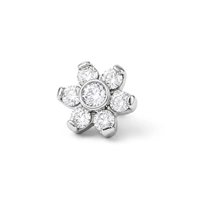Micro dermal topo com brilhantes em formato de flor