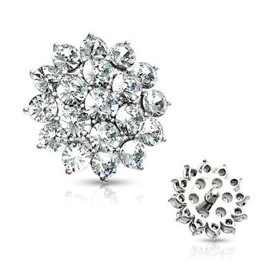 Microdermal floral de ouro 14 quilates com múltiplas pedras