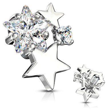 Micro dermal de estrelas e pedras brilhantes
