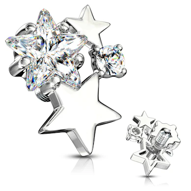 Micro dermal de estrelas e pedras brilhantes