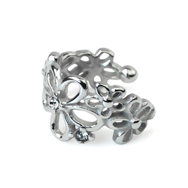 Ear cuff com flores em aço cirúrgico