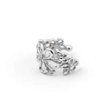 Ear cuff com flores em aço cirúrgico