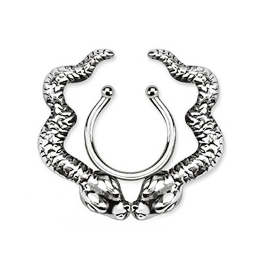 Mamilo piercing falso com cobras