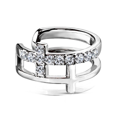 Orelha Earcuff com dupla cruz