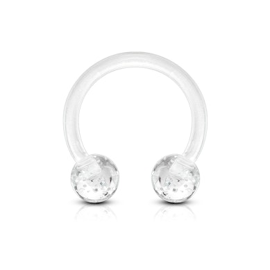 Ferradura em acrílico com bolas de purpurina