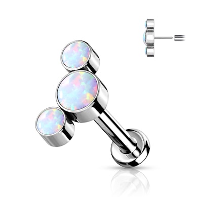 Labret de encaixe em titânio com várias opalas