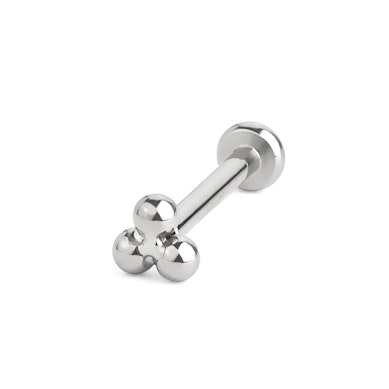 Labret de encaixe em titânio com conjunto de bolas triangular no topo