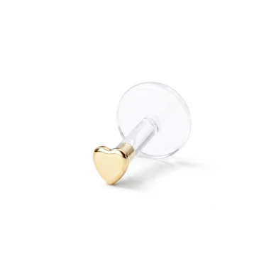 Labret em ouro 14 quilates com topo em forma de coração