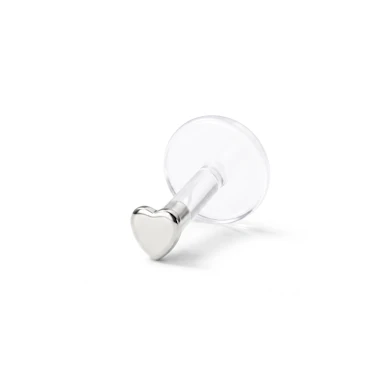 Labret em ouro 14 quilates com topo em forma de coração-Ouro branco 14K / PTFE