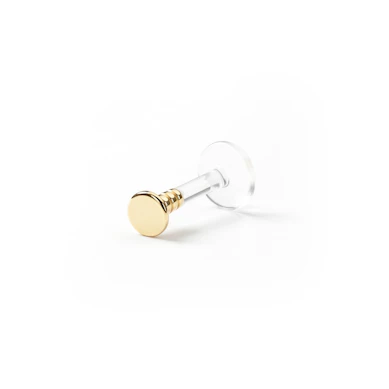 Labret com topo redondo de ouro 14 quilates