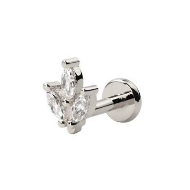 Labret de encaixe com pedras com corte de marquesa