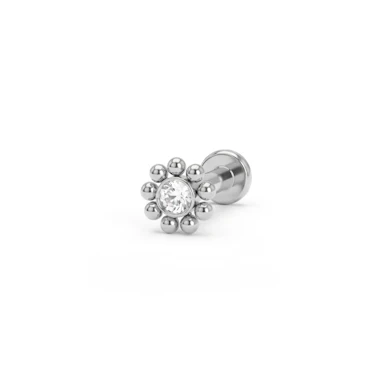 Labret com rosca interna e pequenas contas