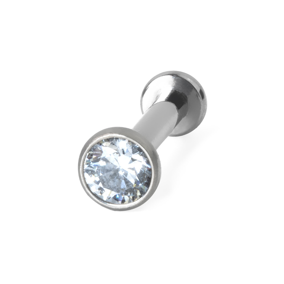 Labret de encaixe em titânio com pedra embutida