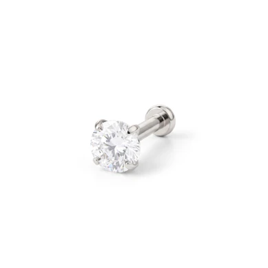 Labret de encaixe em titânio com pedra presa com garras