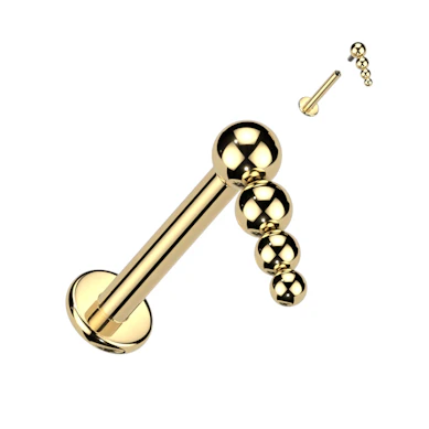Labret de titânio com rosca interna e topo de contas