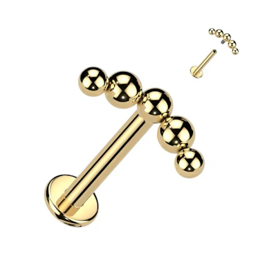 Labret em titânio com contas no topo