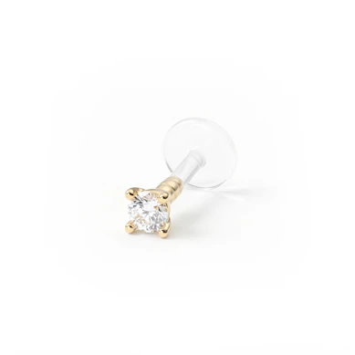 Labret de barra de bioplástico e topo em ouro de 14k