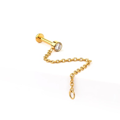 Labret em titânio com pedra e corrente