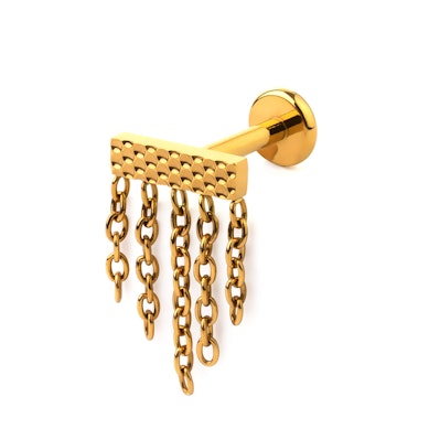 Labret retangular com correntes