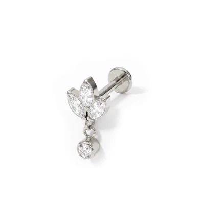 Labret em titânio com flor de lótus e pedra pendente