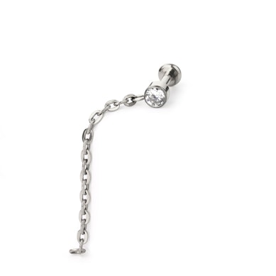 Labret delicado com pedra e pendente
