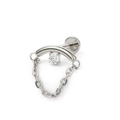Labret oculto para o helix com pedra e corrente