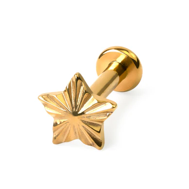 Labret de titânio em forma de estrela com textura