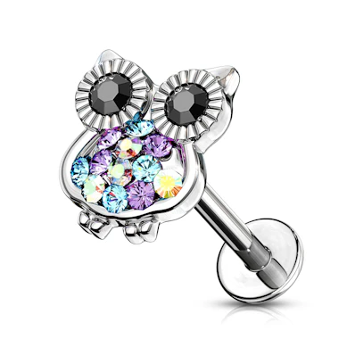 Labret de rosca interna com coruja