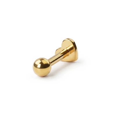 Labret em titânio com dois lados - coração plano na traseira