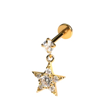 Estrela pendente em labret com pedras