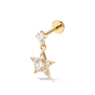 Estrela pendente em labret com pedras